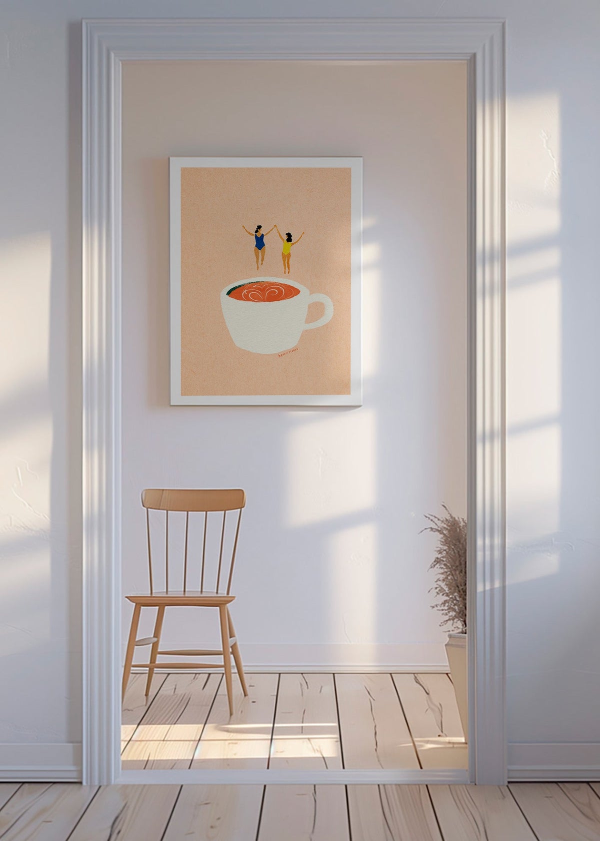 Arte da cucina con tazza e bagnanti – Canvas