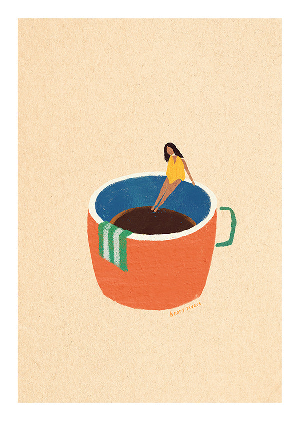 Arte da cucina con tazza di caffè illustrata e figura