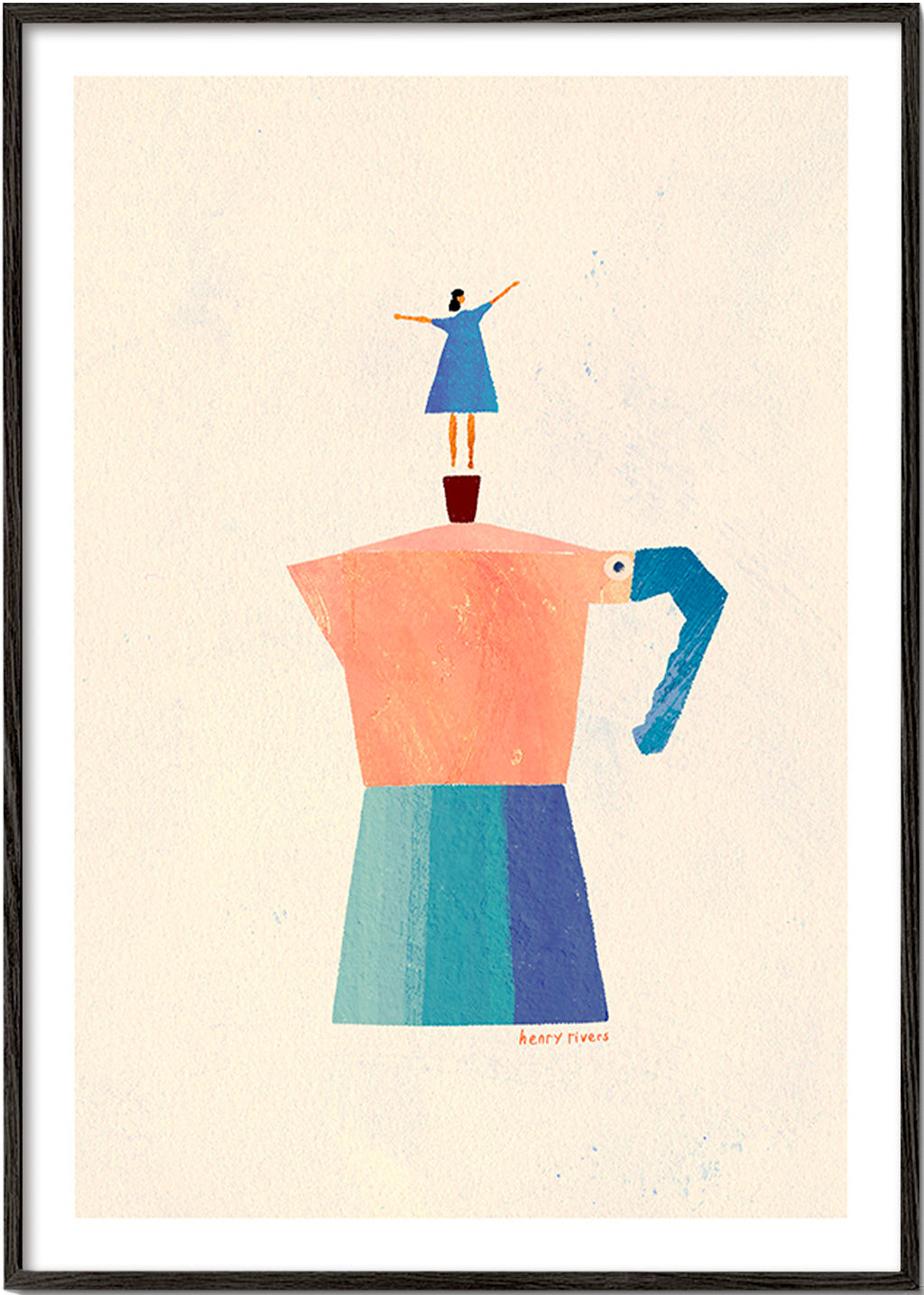 Arte da cucina con moka e figura in equilibrio – Black Frame