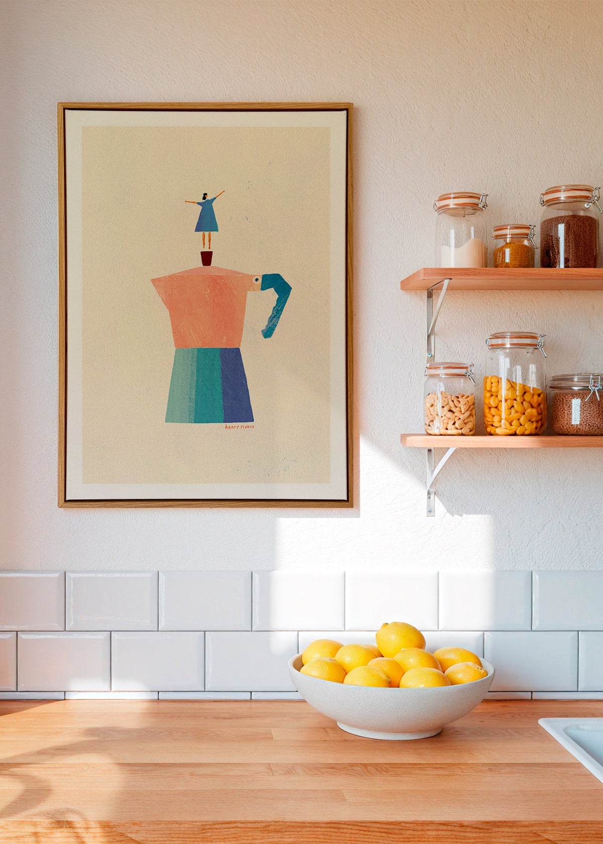 Arte da cucina con moka e figura in equilibrio – Canvas1