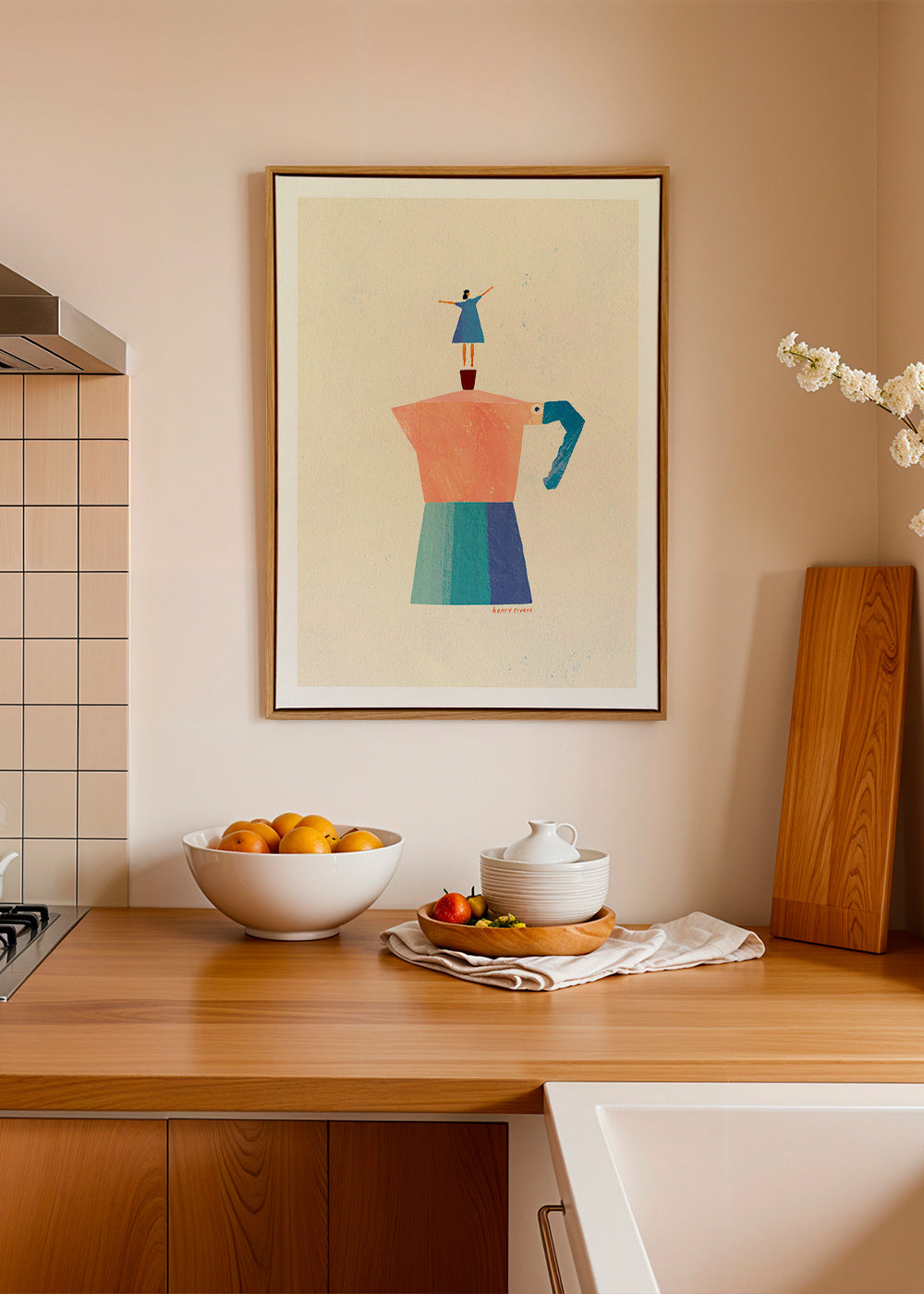 Arte da cucina con moka e figura in equilibrio – Canvas2