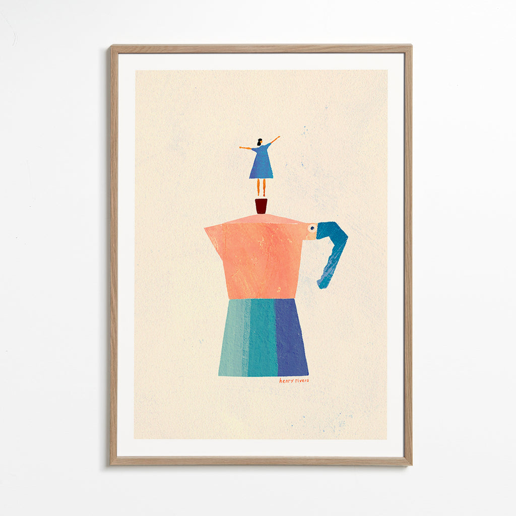 Arte da cucina con moka e figura in equilibrio – Oak Frame