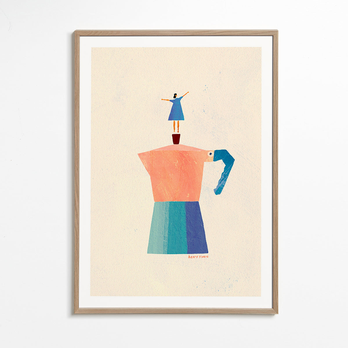 Arte da cucina con moka e figura in equilibrio – Oak Frame