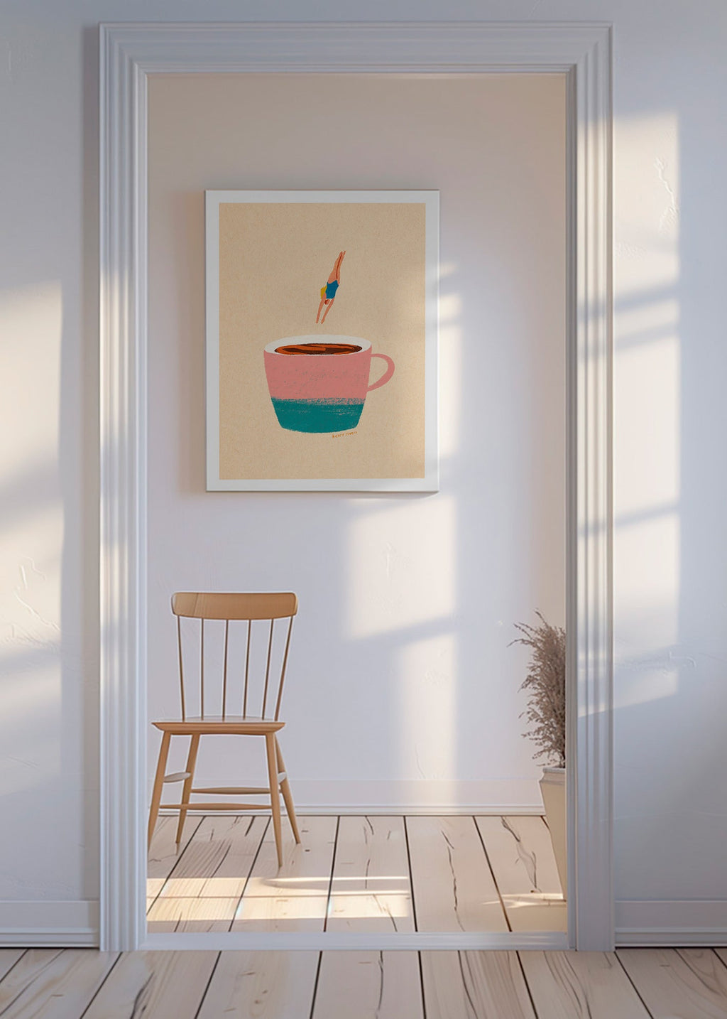Arte da cucina con tazza rosa e tuffatrice – Canvas