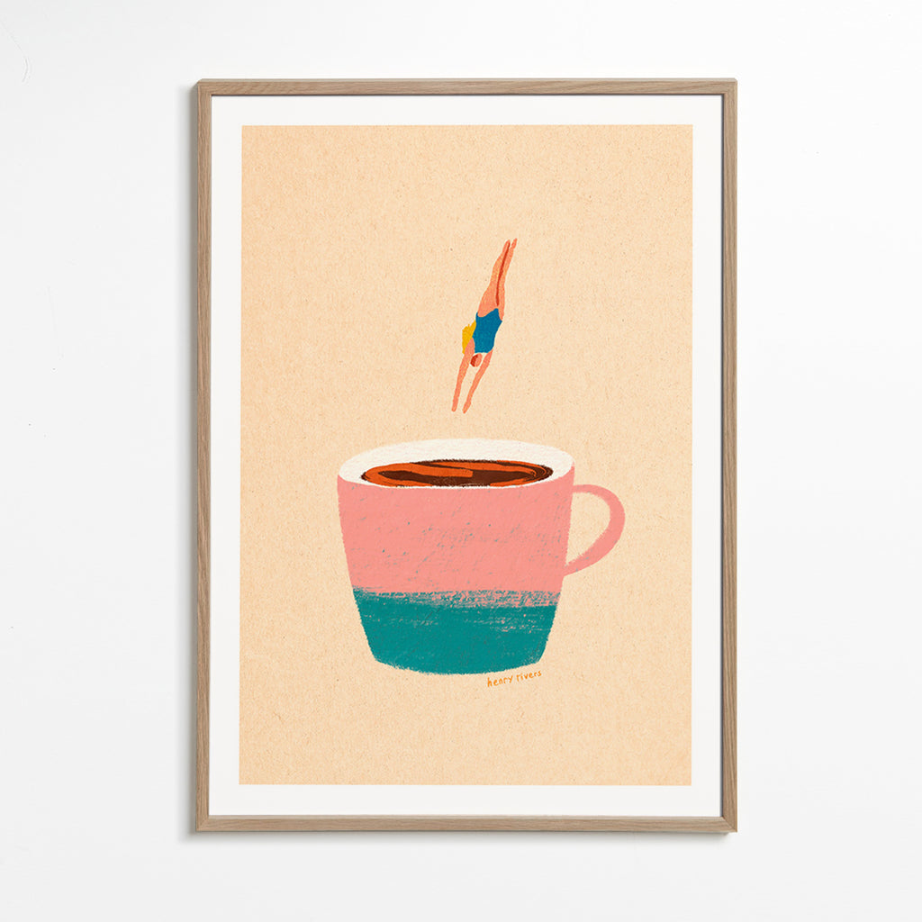 Arte da cucina con tazza rosa e tuffatrice – Oak Frame