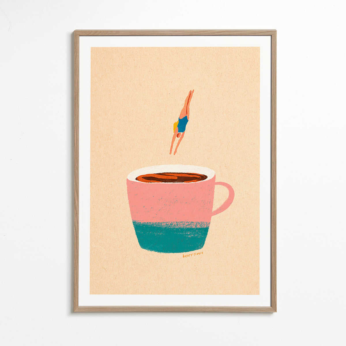 Arte da cucina con tazza rosa e tuffatrice – Oak Frame