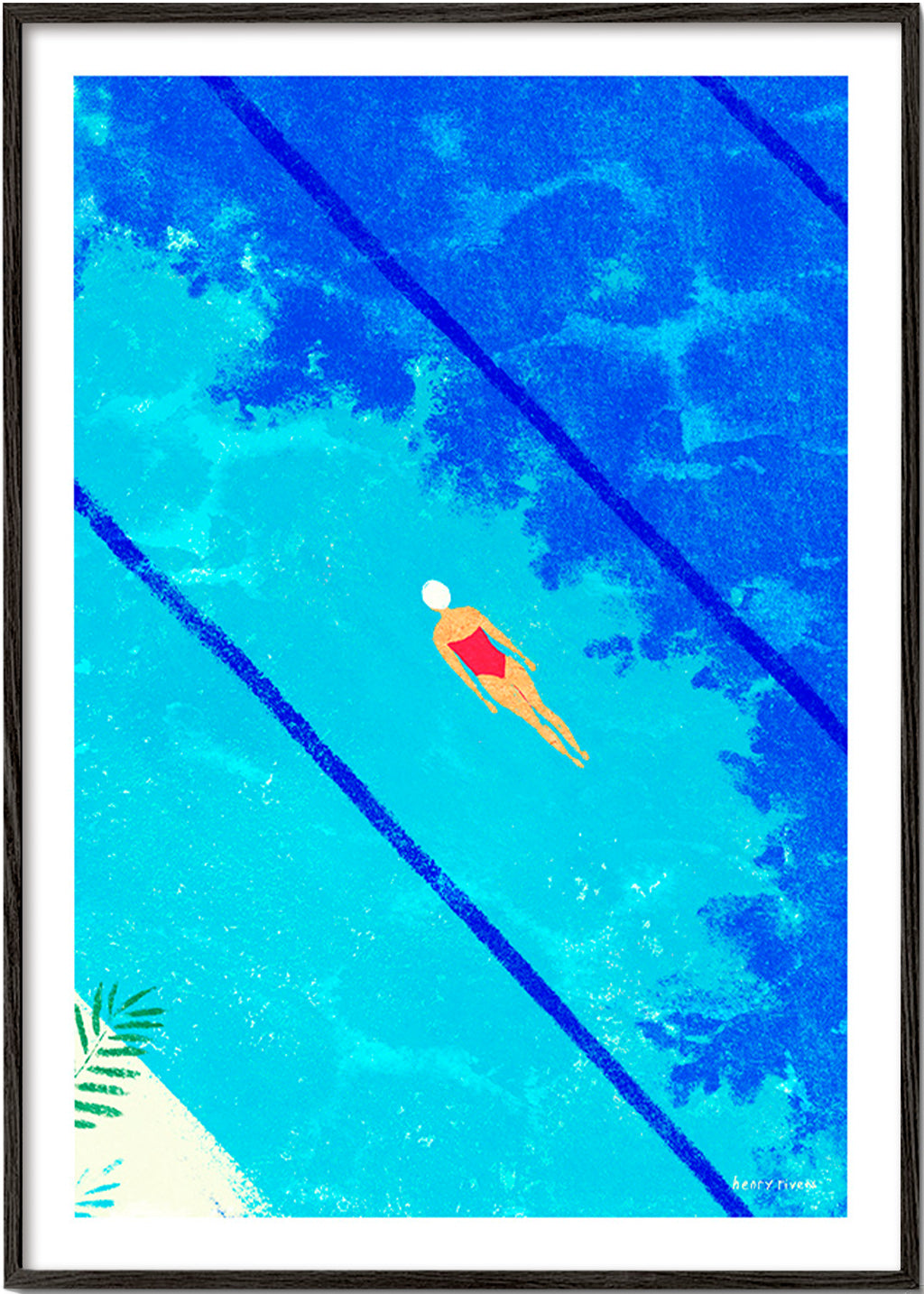 Illustrazione di nuotatrice in piscina – Black Frame
