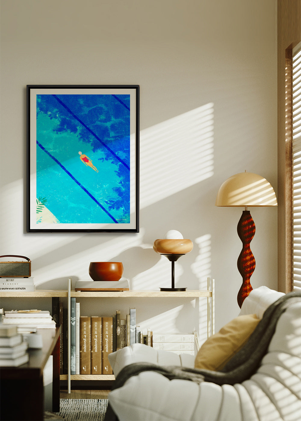 Illustrazione di nuotatrice in piscina – Canvas1