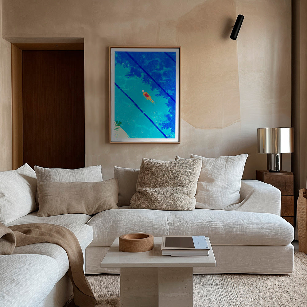 Illustrazione di nuotatrice in piscina – Canvas2