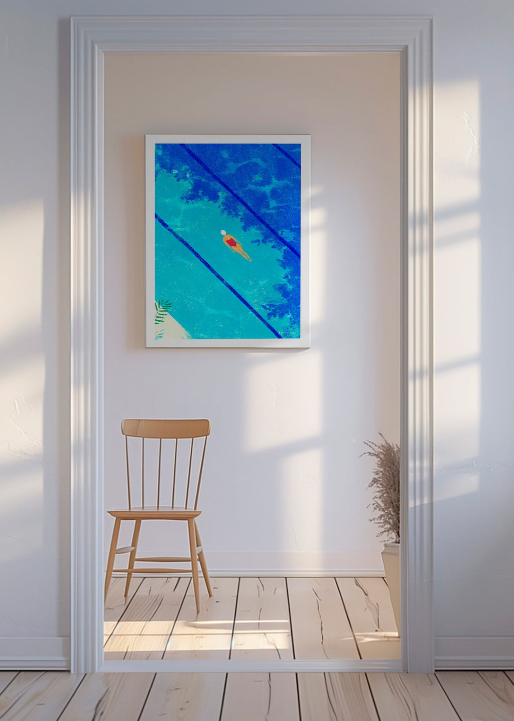 Illustrazione di nuotatrice in piscina – Canvas