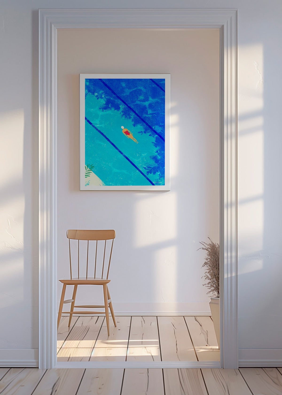 Illustrazione di nuotatrice in piscina – Canvas