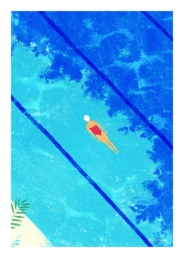 Illustrazione di nuotatrice in piscina