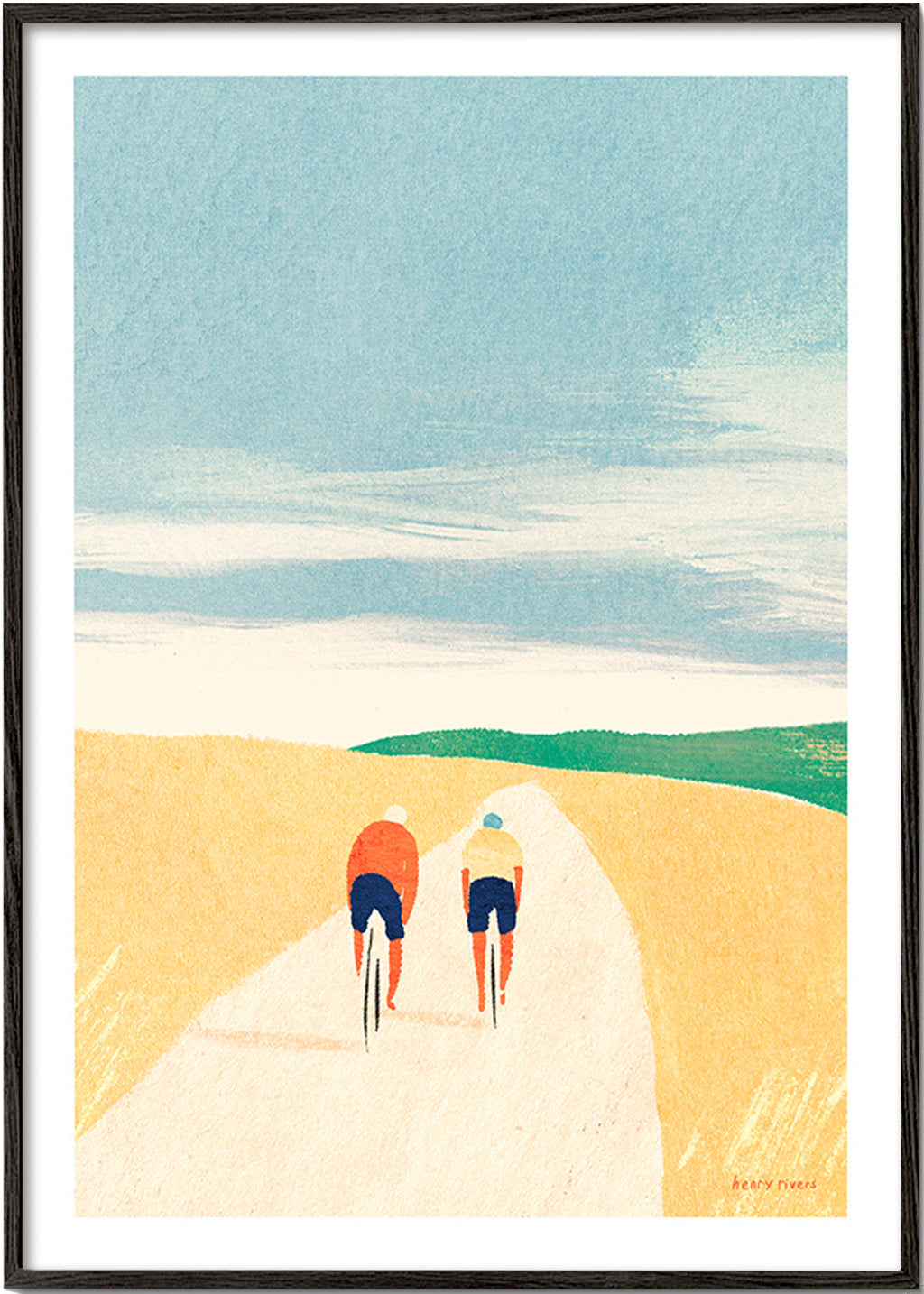 Arte sportiva: due ciclisti in strada di campagna – Black Frame