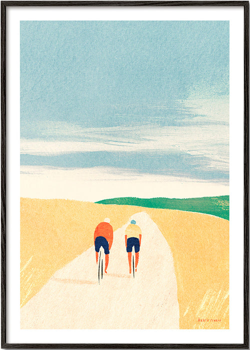 Arte sportiva: due ciclisti in strada di campagna – Black Frame