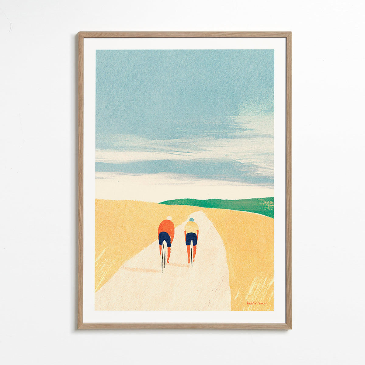 Arte sportiva: due ciclisti in strada di campagna – Oak Frame