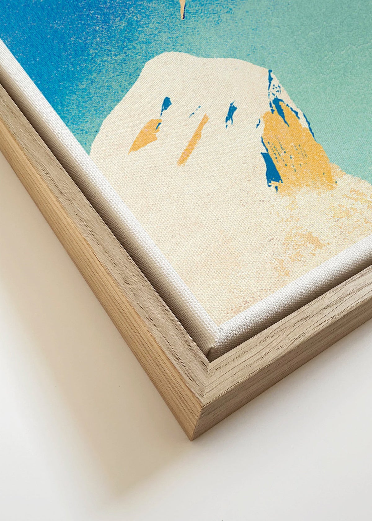 Illustrazione: tuffo dalla scogliera contro il cielo azzurro – Canvas detail