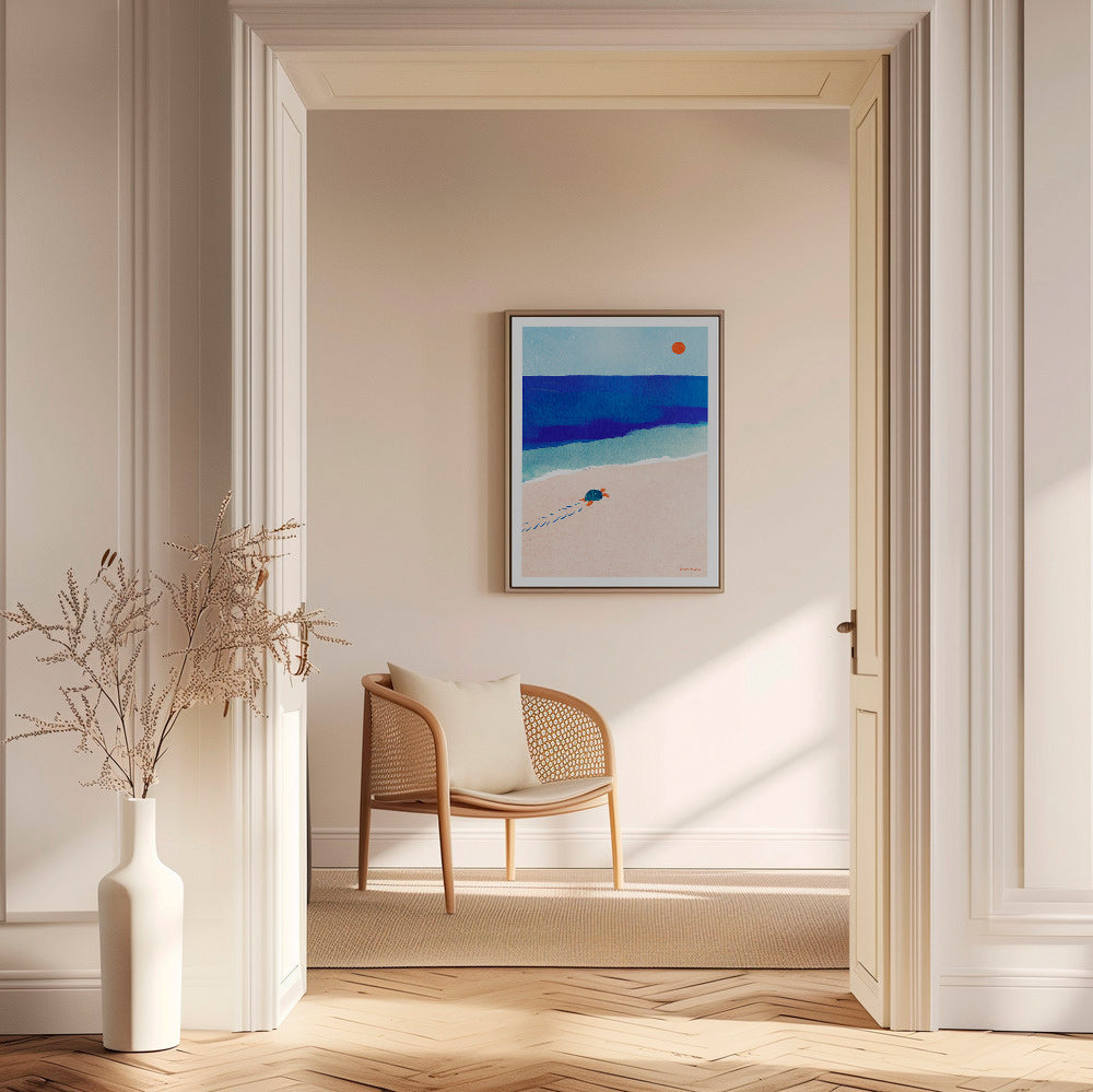 Illustrazione tartaruga sulla spiaggia – Canvas1