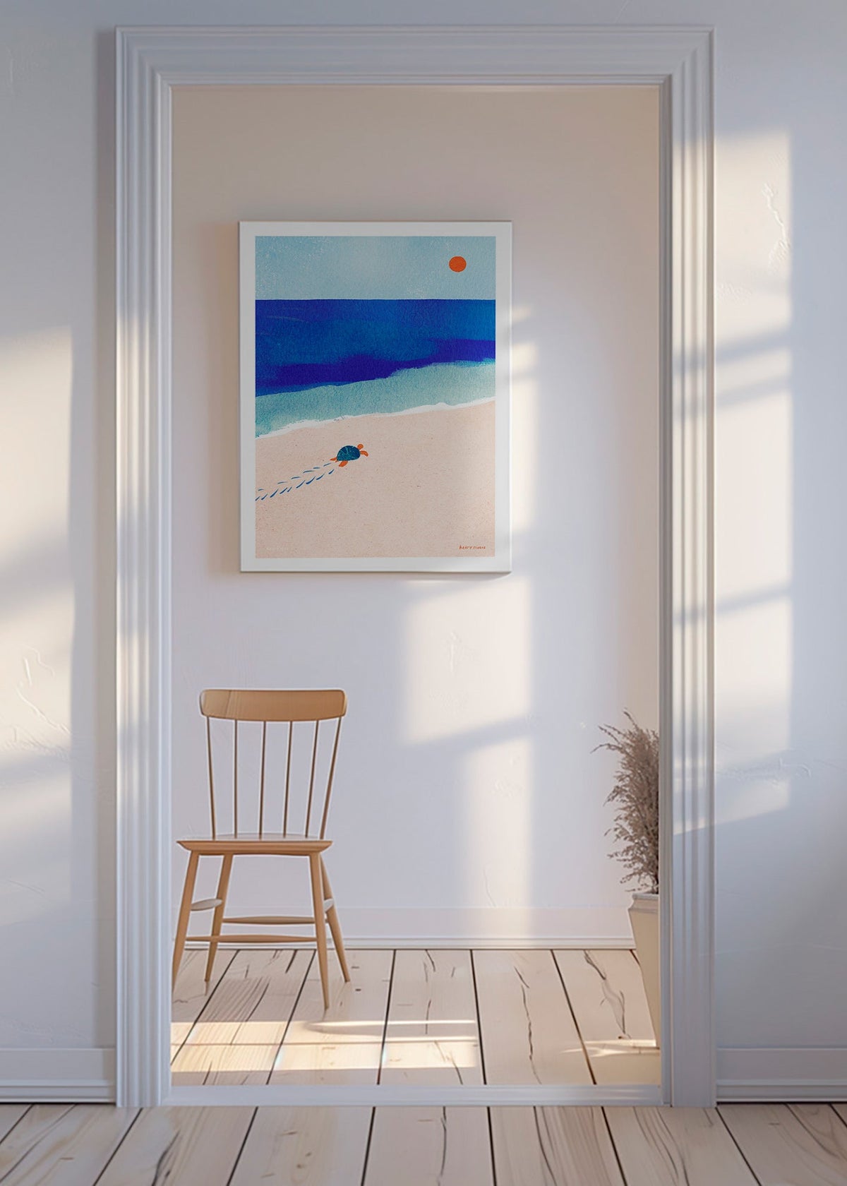 Illustrazione tartaruga sulla spiaggia – Canvas