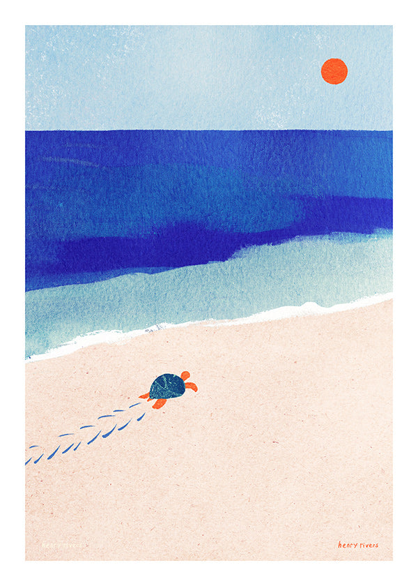 Illustrazione tartaruga sulla spiaggia