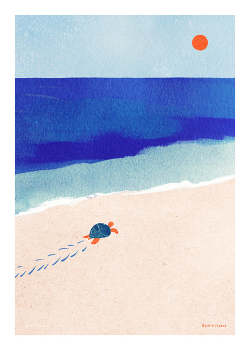 Illustrazione tartaruga sulla spiaggia