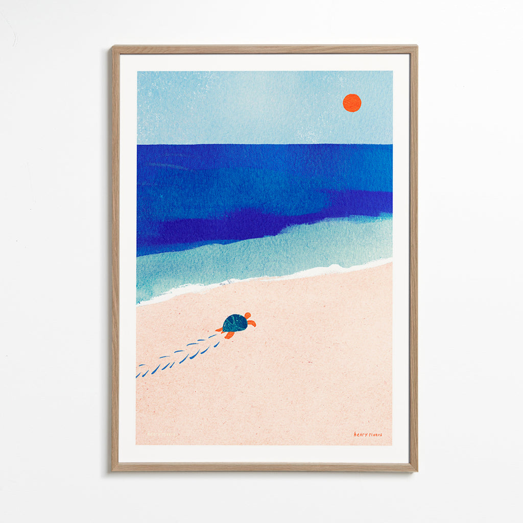 Illustrazione tartaruga sulla spiaggia – Oak Frame