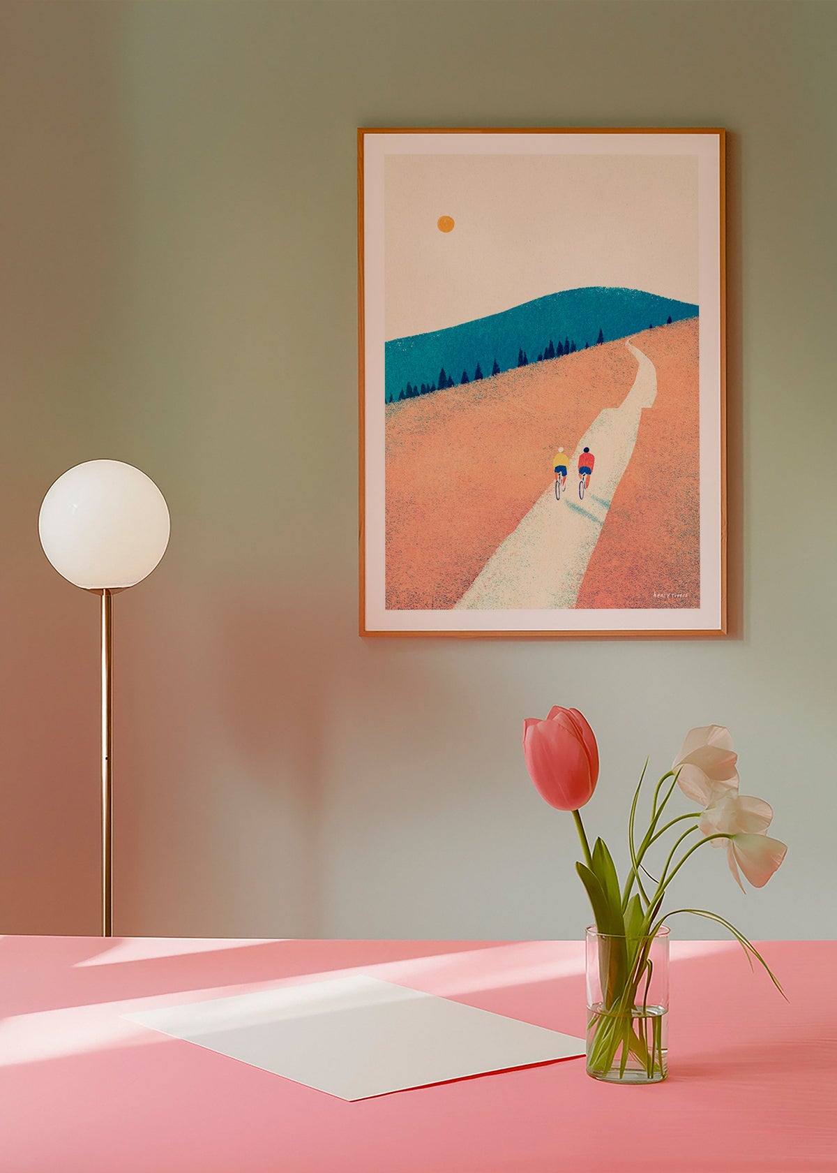 Arte da cucina con due ciclisti su sentiero assolato – Product2