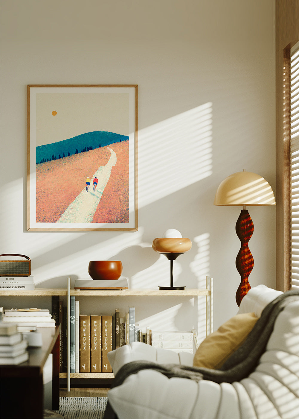 Arte da cucina con due ciclisti su sentiero assolato – Product3