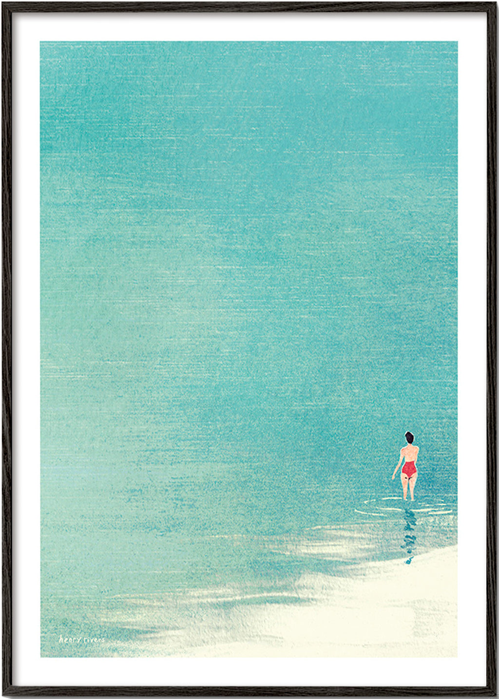 Arte paesaggistica: bagnante sull'orizzonte calmo – Black Frame