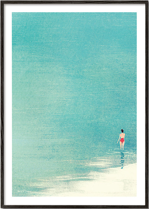 Arte paesaggistica: bagnante sull'orizzonte calmo – Black Frame