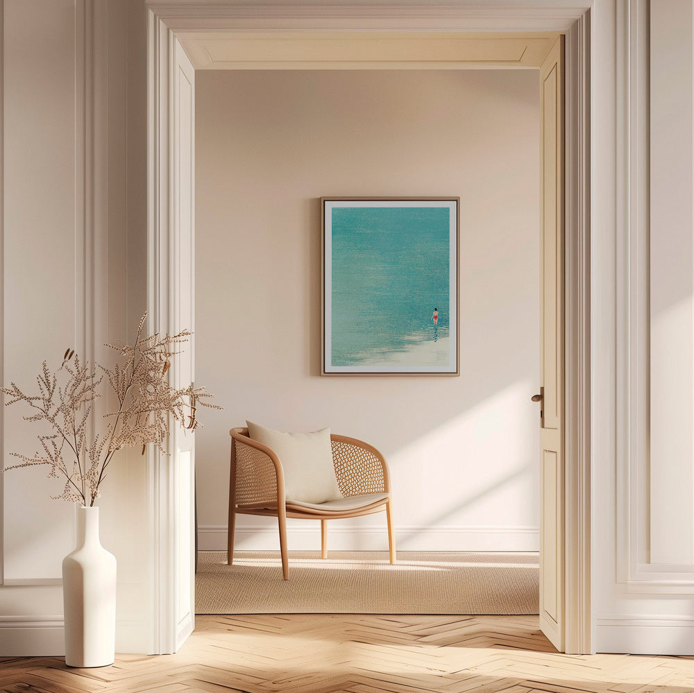 Arte paesaggistica: bagnante sull'orizzonte calmo – Canvas1