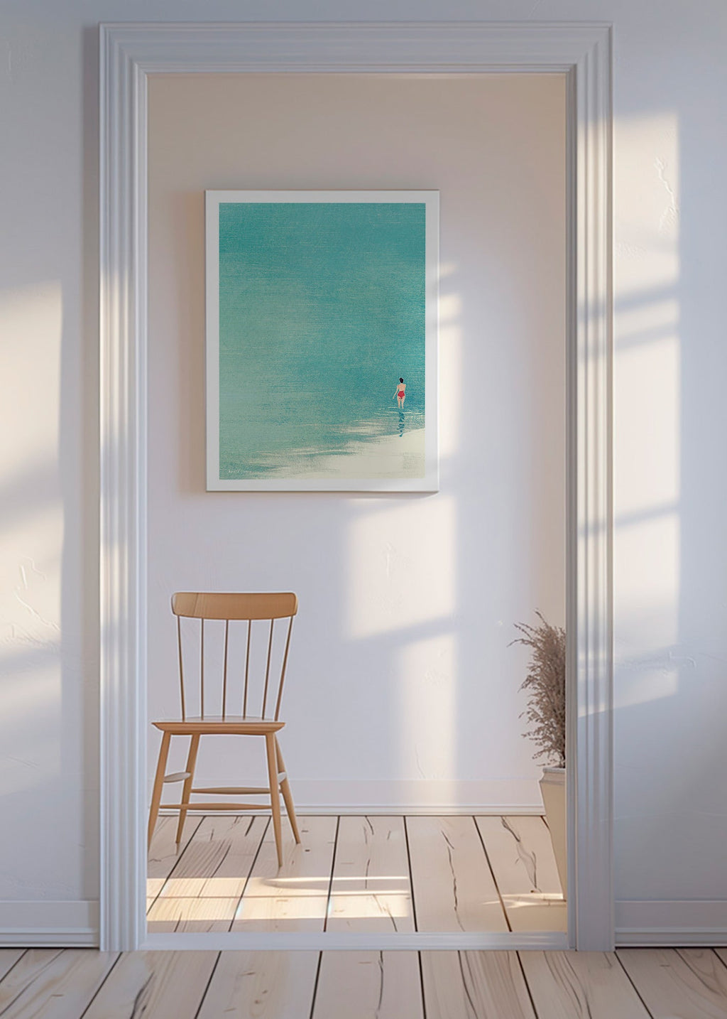 Arte paesaggistica: bagnante sull'orizzonte calmo – Canvas