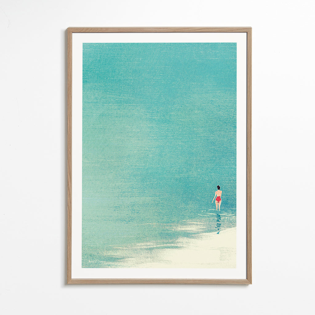 Arte paesaggistica: bagnante sull'orizzonte calmo – Oak Frame