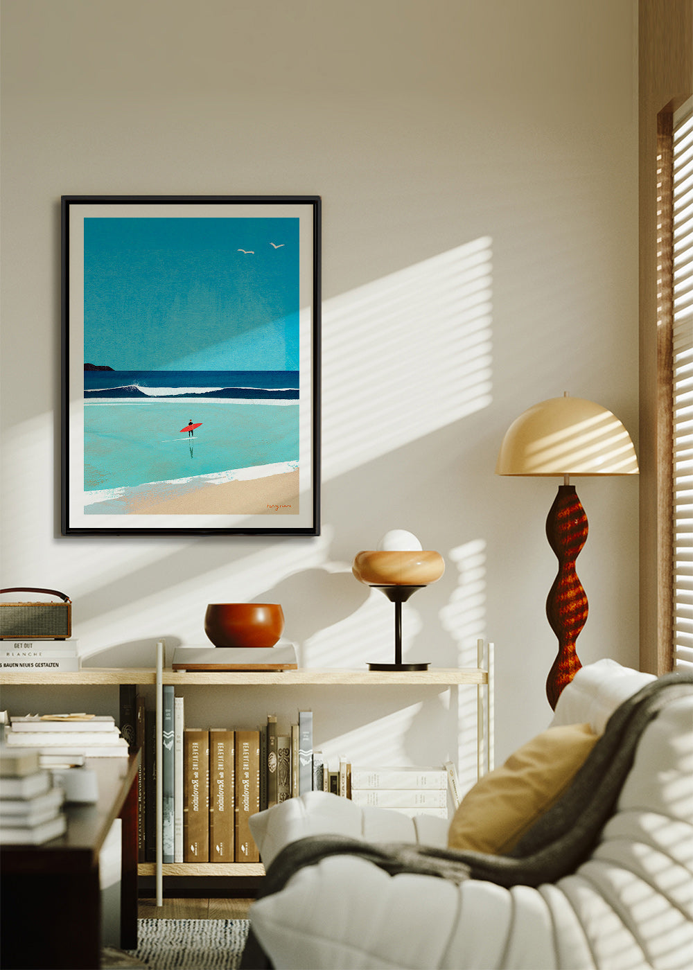 Arte sportiva: surfista sulla riva – Canvas1
