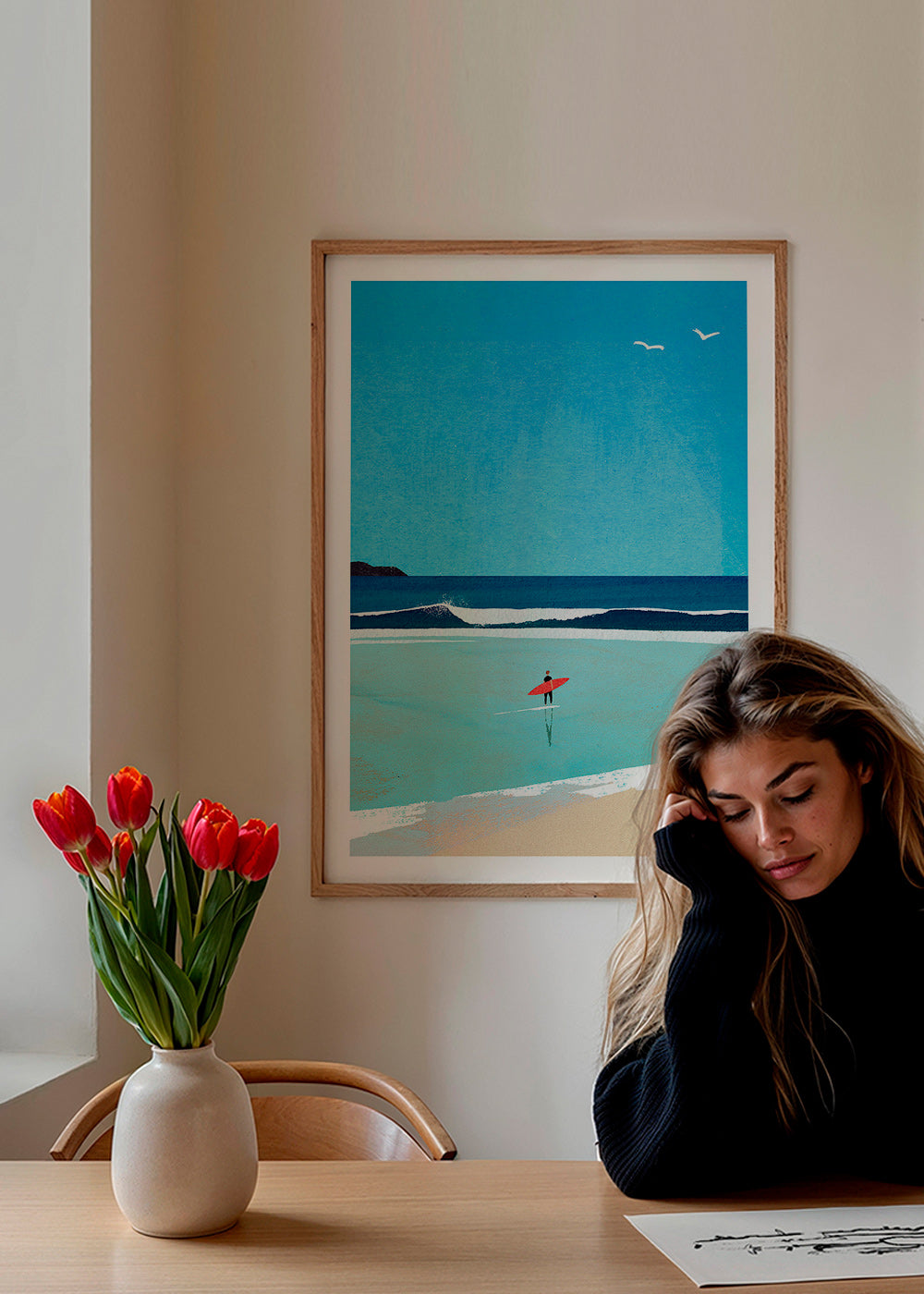 Arte sportiva: surfista sulla riva – Product2