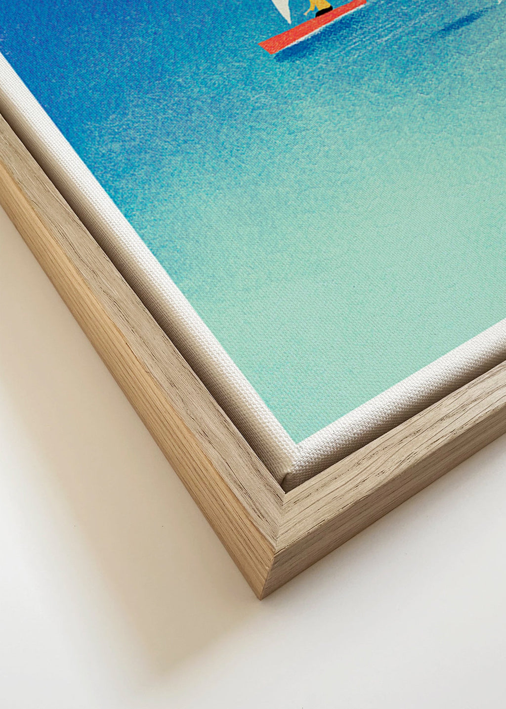 Opera con delfino e veliero in mare blu – Canvas detail