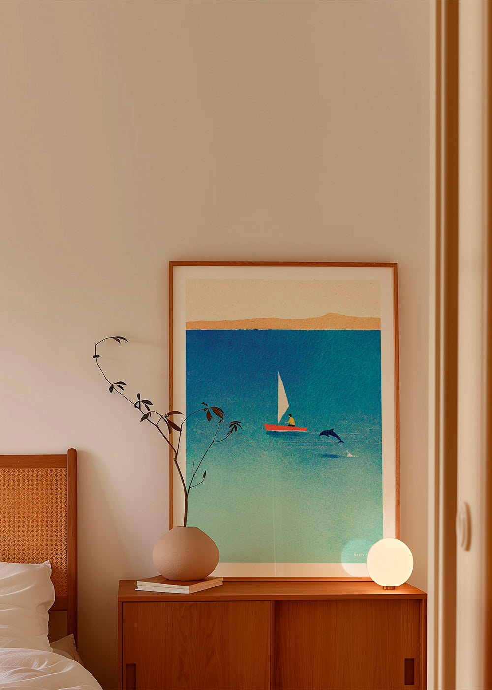 Opera con delfino e veliero in mare blu – Product3