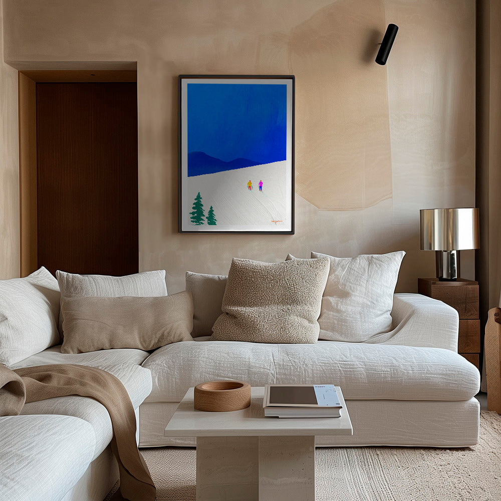 Arte sportiva: sciatori su pendio innevato – Canvas2