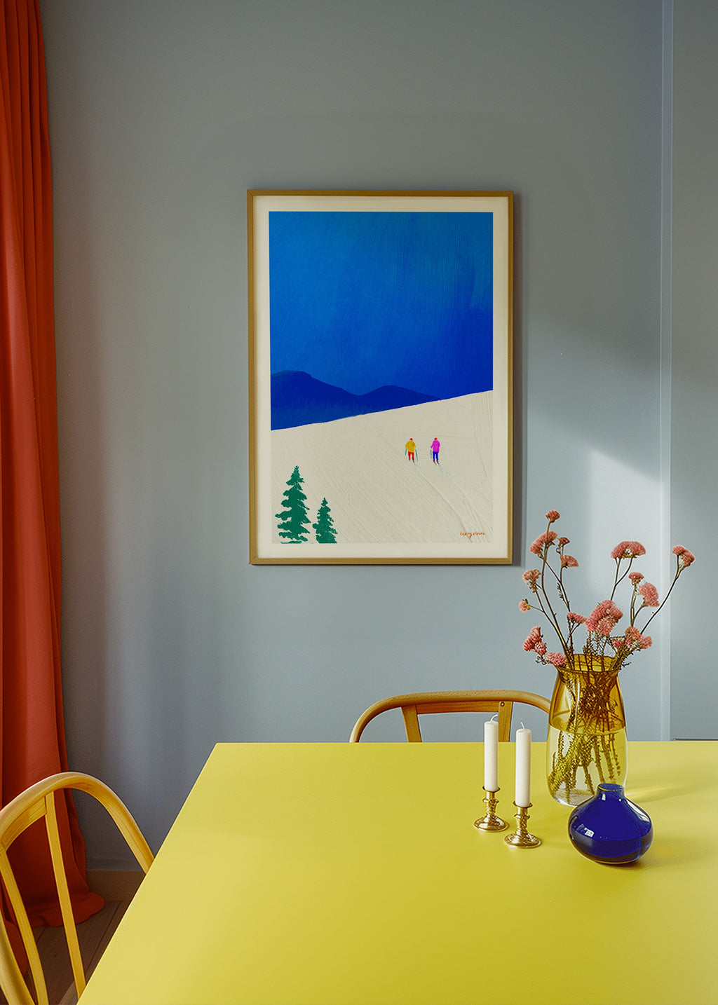 Arte sportiva: sciatori su pendio innevato – Product1