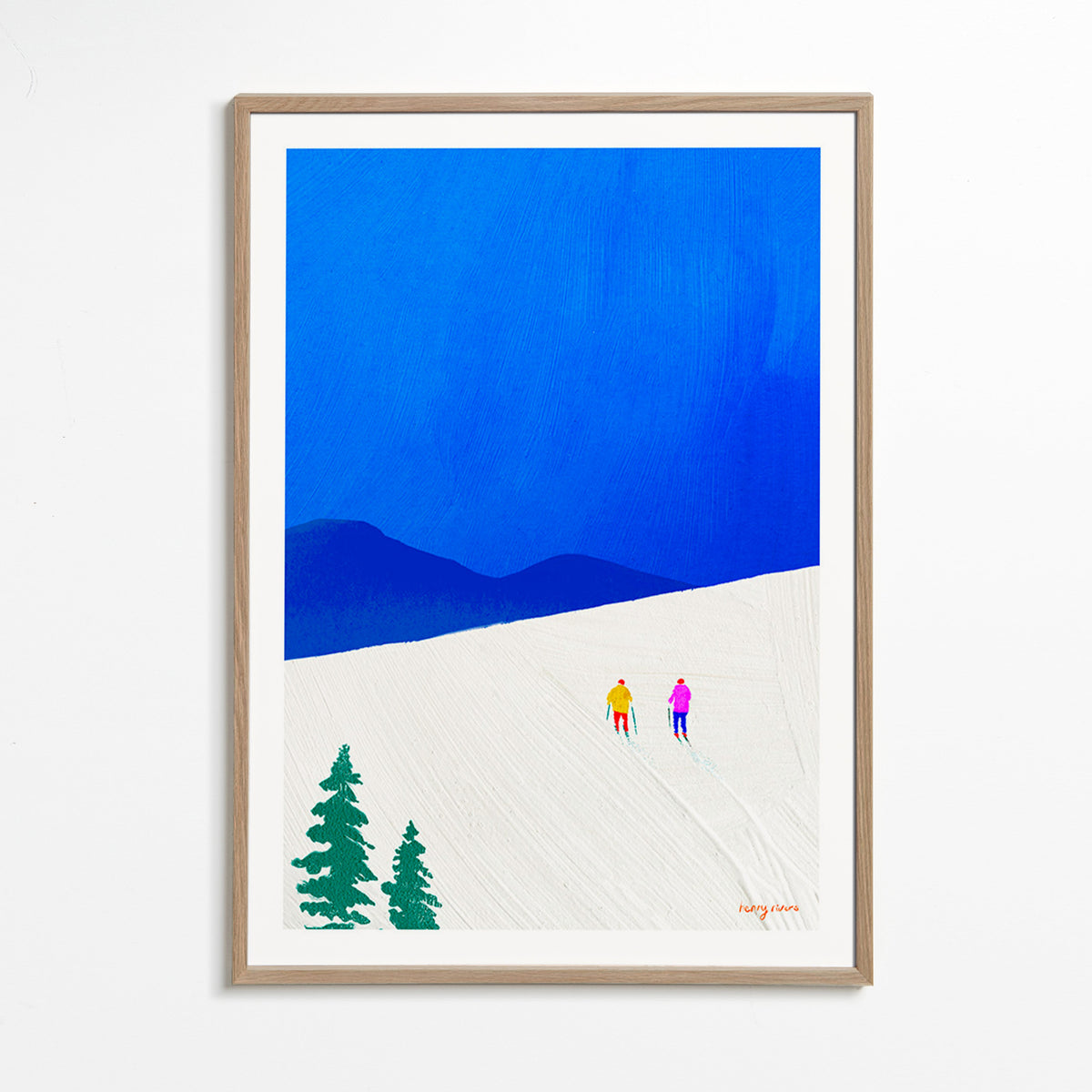 Arte sportiva: sciatori su pendio innevato – Oak Frame
