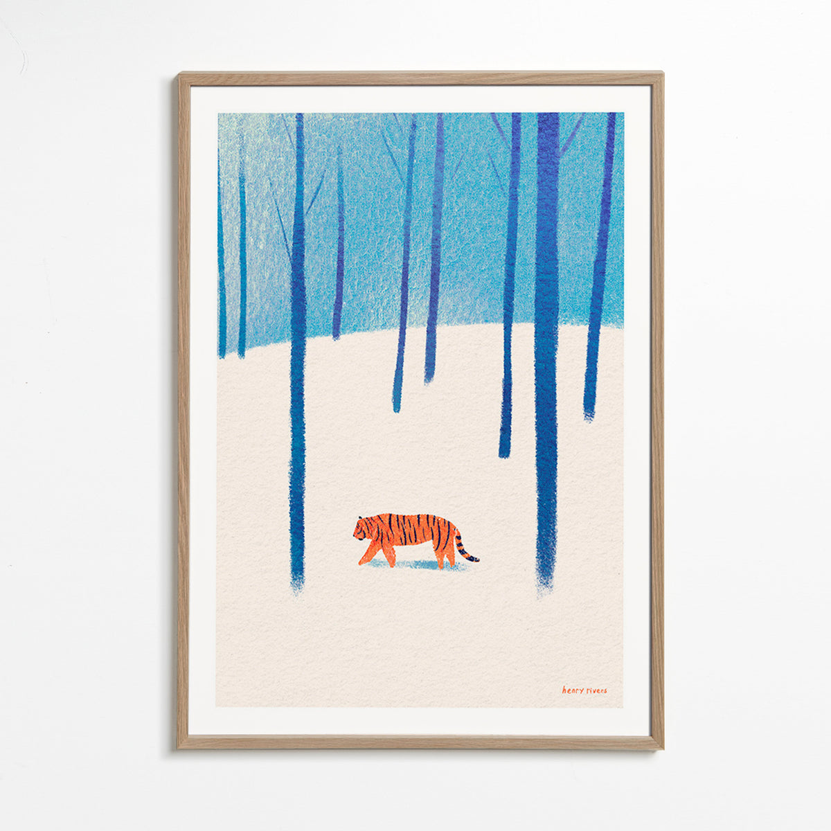 Opera tigre nella neve – Oak Frame