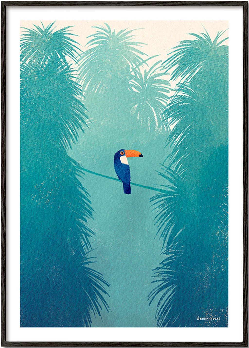 Tucano su ramo tropicale – Black Frame