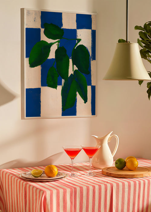 Checkered greenery - Framed poster in an interior