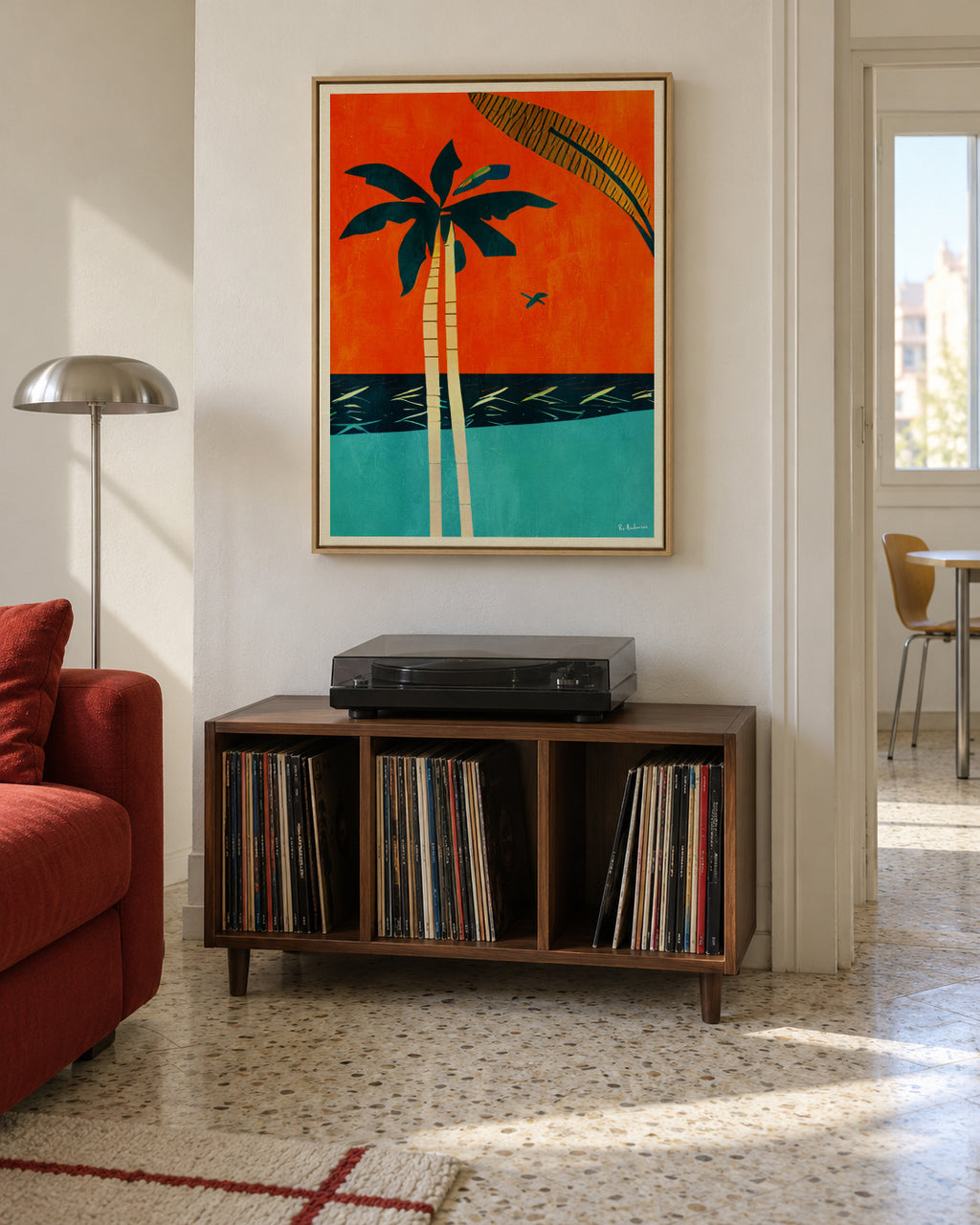 Barbados Sunset - Framed canvas in an interior