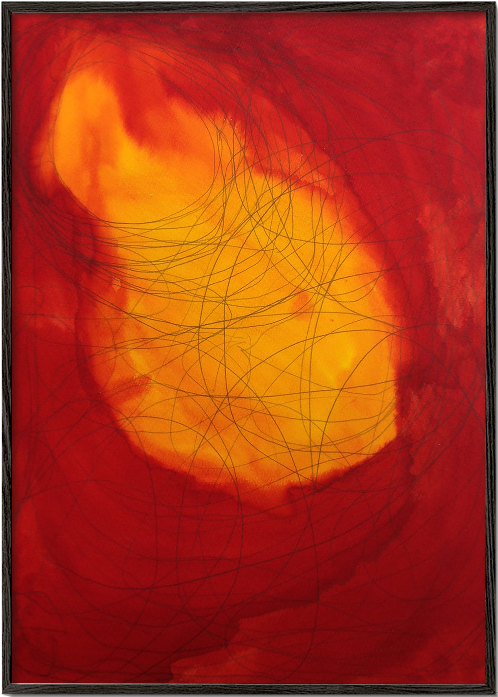 Quadro astratto rosso e giallo – Black Frame