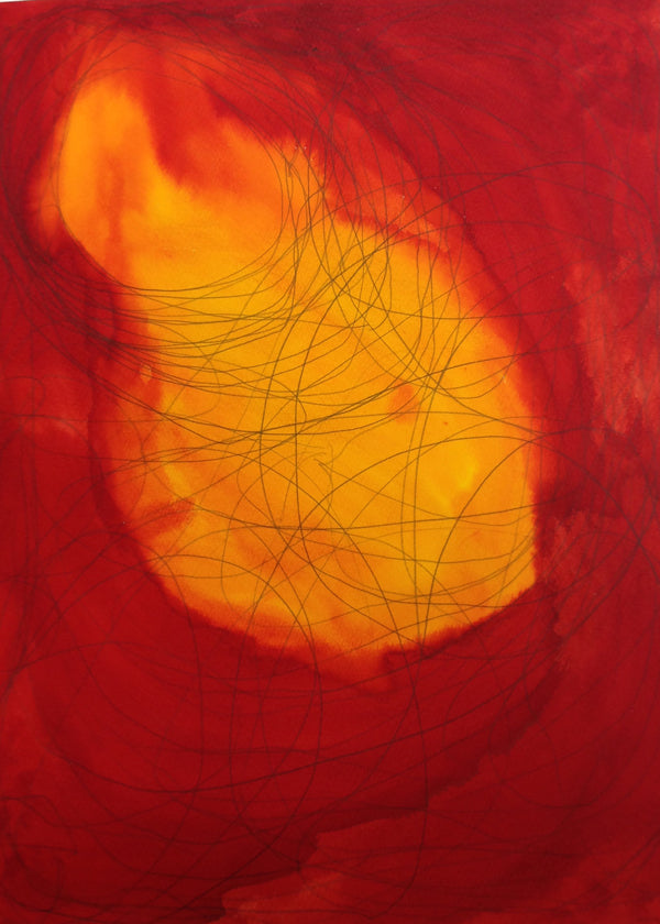 Quadro astratto rosso e giallo