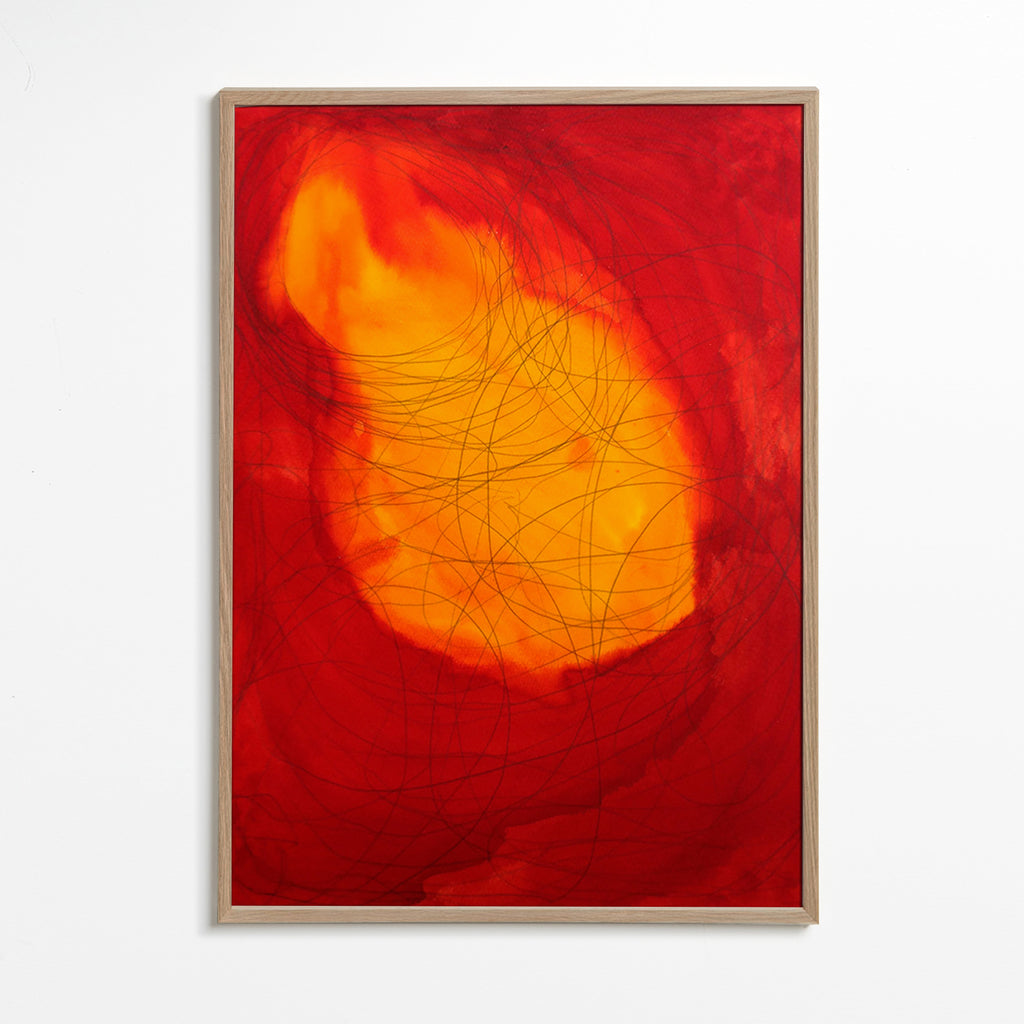 Quadro astratto rosso e giallo – Oak Frame