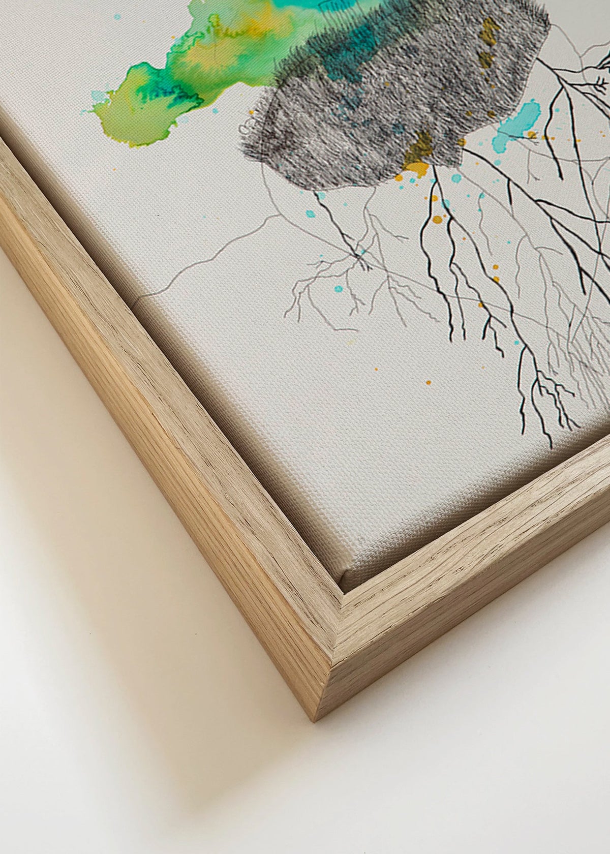 Stampa botanica albero e radici in inchiostro e acquerello – Canvas detail