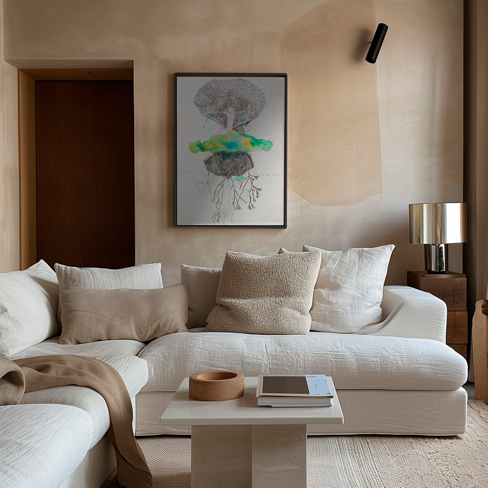 Stampa botanica albero e radici in inchiostro e acquerello – Canvas1