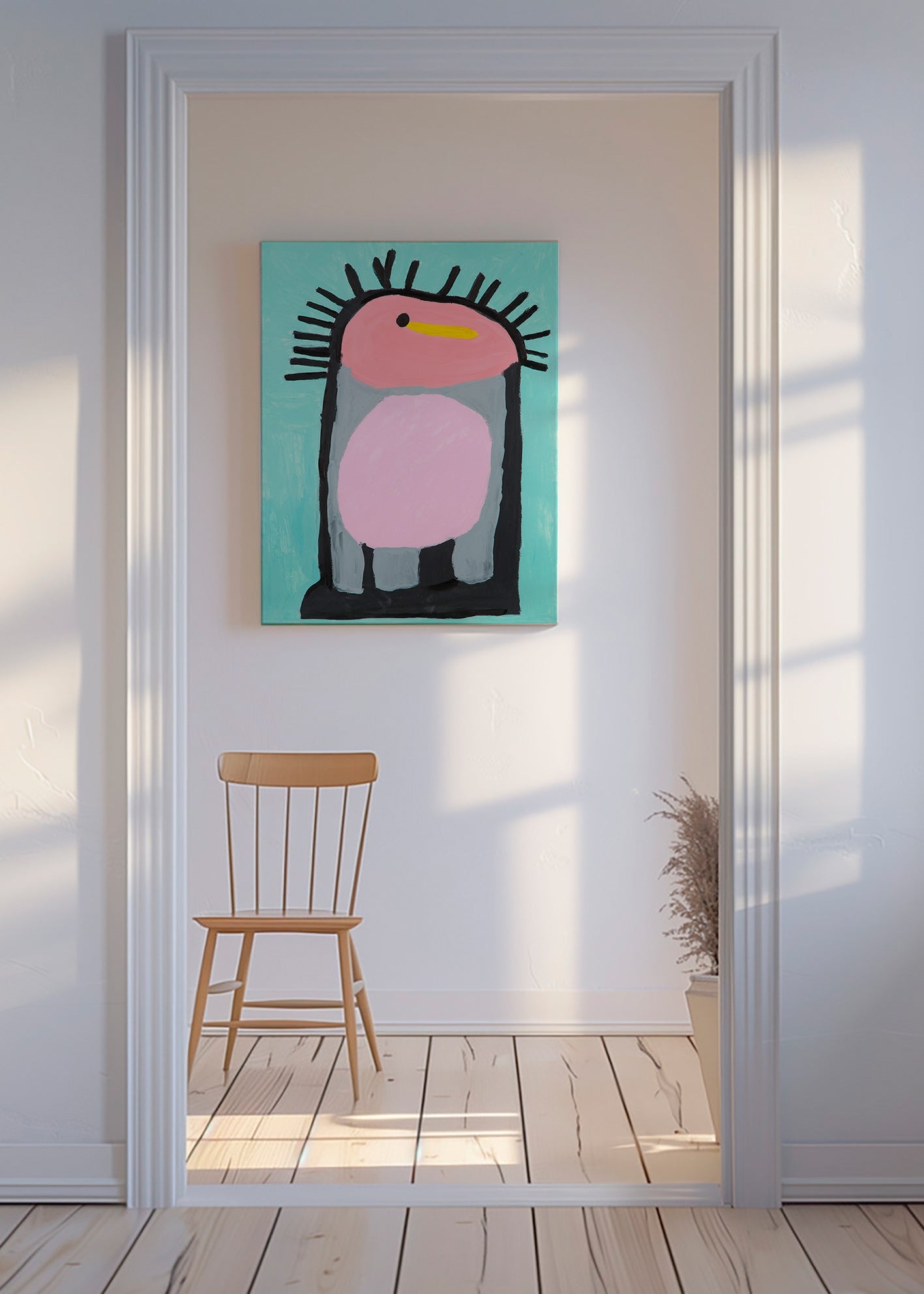 Stampa per bambini pinguino rosa giocoso – Canvas