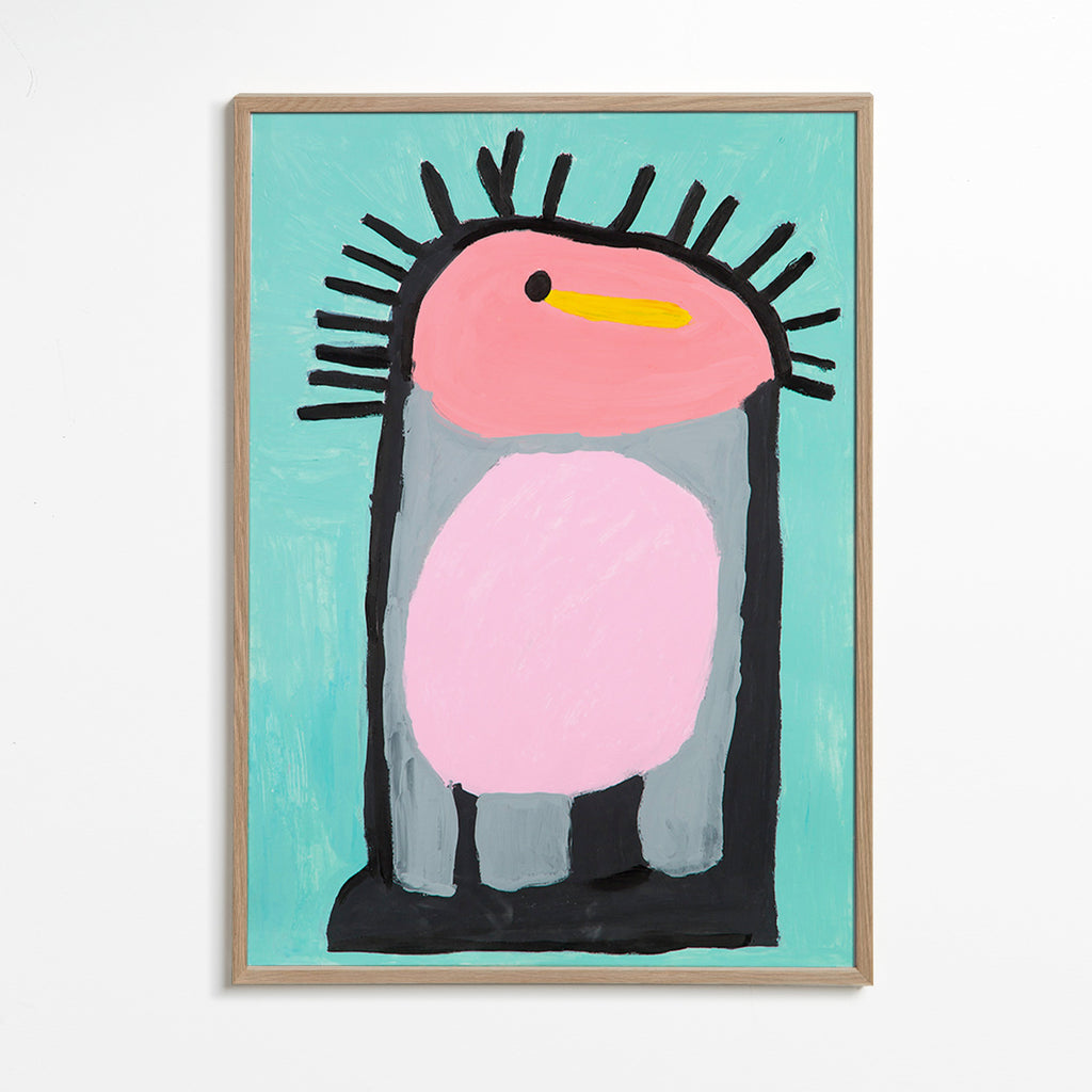 Stampa per bambini pinguino rosa giocoso – Oak Frame